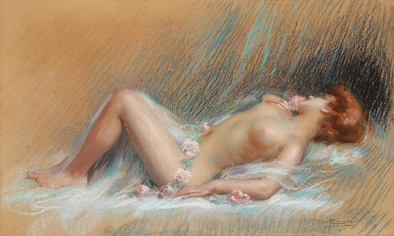 Nudo sdraiato con le rose